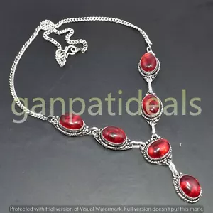 Vendita!! Collana Pietre Preziose Granato Placcata Argento 925 Lotto Gioielli All'ingrosso - Foto 1 di 6