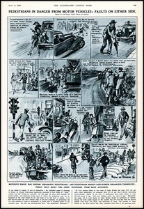 1934 Reino Unido Londres Peatones en peligro de vehículos de motor artículo de arte de colección XL9 - Imagen 1 de 1