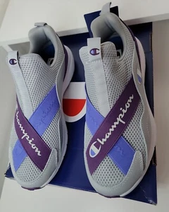 Champion® Juke W Slip-On Women's Sneakers, Grey W/Purple - Picture 1 of 7