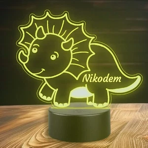 Dinosaur Night Light For Kids Personalized Custom Name Handmade Lamp Led Newborn - Picture 1 of 7