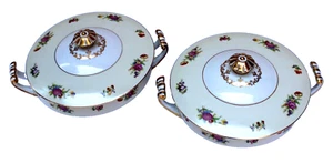 2 VTG 1940s NORITAKE ROSE CHINA QUEEN ANNE R09 SOUP TUREENS & LIDS OCC. JAPAN - Picture 1 of 10
