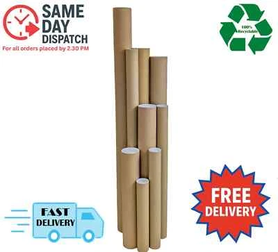PACKAGING NOW Premium Cardboard Postal Tubes A0 A1 A2 A3/ A4 855, 1055 mm | 50mm/75mm Wide
