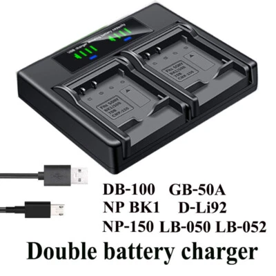 Cargador de batería doble para NP-BK1 FK1 BC-CSK Bloggie MHS-CM5 PM5 Webbie MHS-PM1 Foto 1 de 4