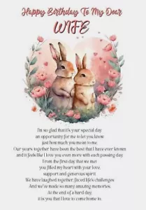 NEW Happy Birthday To My Dear Wife A5 Card for Her Wife Female With Love - Picture 1 of 3