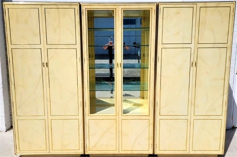 Faux Goatskin Display Etagere Bar Cabinets by JOHN STUART Cover