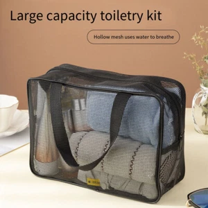 Travel Storage Mesh Makeup Bag Cosmetic Pouch Toiletry Bag Organizer Case New⚝ - Picture 1 of 22