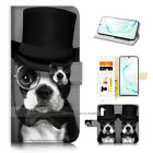 ( For Samsung Note 10 ) Wallet Flip Case Cover AJ40183 Dog in Hat