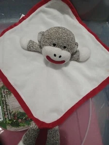 Baby Starters 12x12 Sock Monkey Baby Lovey Rattle Security Blanket Plush - Picture 1 of 8