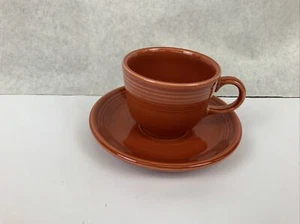 Fiesta Paprika Cup and Saucer Fiestaware Homer Laughlin Coffee Tea Mug Set - Picture 1 of 6