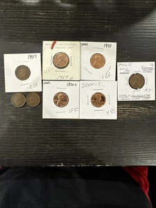 Lot Of 8 Various Pennies. Uncirculated. Proof. Indian Head. - Picture 1 of 17