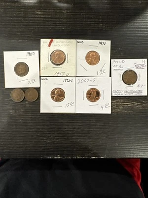 Lot Of 8 Various Pennies. Uncirculated. Proof. Indian Head. - Image 1 of 4