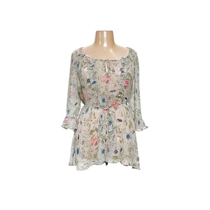 Jessica Simpson Green Floral Chiffon Blouse XL - Picture 1 of 4