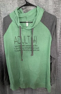 Isaac's Designs Unisex Hooded Pullover Size L Green/Gray - Picture 1 of 4