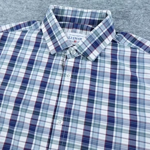 Mizzen + Main Anzughemd Herren mittelblau grün kariert Leeward Trim Passform hergestellt in den USA - Bild 1 von 11