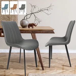 2PCS Faux Leather PU Padded Dining Chairs Kitchen Dining Room Chair Set Family - Picture 1 of 15
