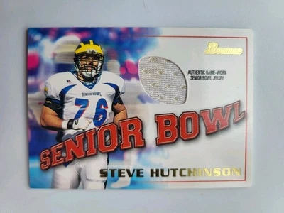 Camiseta deportiva Bowman Steve Hutchinson Senior Bowl 2001 parche reliquia Michigan Salón de la fama  Foto 1 de 4