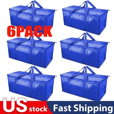 6 Pack Extra Large Moving Bags with Lids Reinforced Handles and Zippers Blue - Image 1 of 4