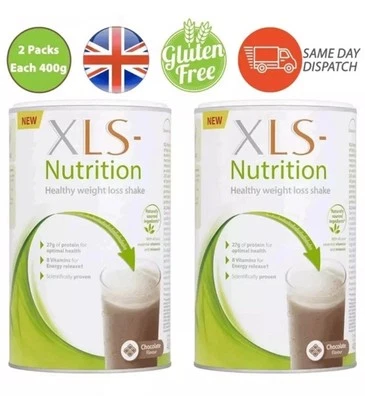 PACK OF 2 XLS Nutrition Healthy Weight Loss Shake Chocolate Flavour 400G