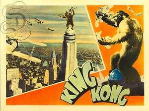 PLAQUE ALU REPRODUISANT UNE AFFICHE CINEMA KING KONG GORILLE AVION EMPIRE STATE