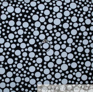 BonEful FABRIC FQ Cotton Quilt Black White B&W Halloween Small Calico POLKA DOT - Picture 1 of 12