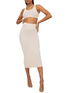 Pretty Little Thing Second Skin Bodycon Midi & Maxirock grau oder cremefarben 8-16 - Bild 1 von 18