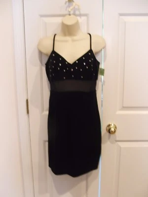 new in pkg frederick's black velvet JEWELLED  party cocktail holiday dress 9/10 - Image 1 of 3