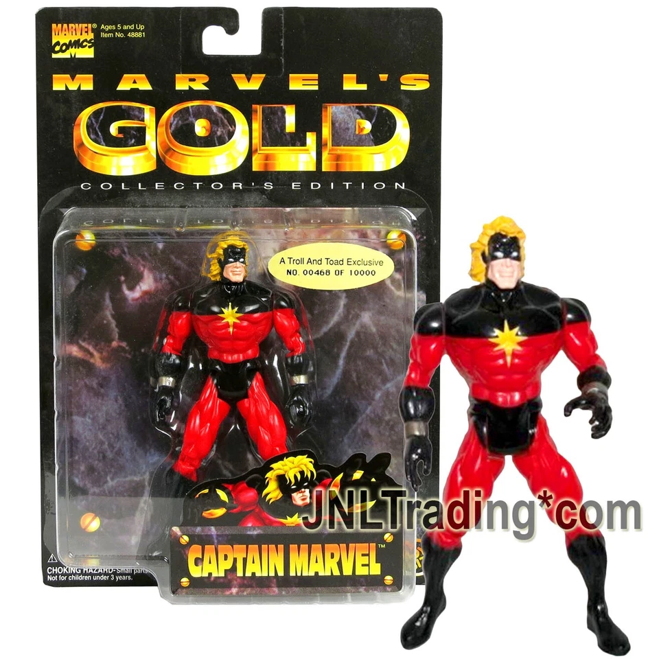 NEW 1997 Marvel Comic Gold A Troll & Toad Exclusive 5.5"  Figure CAPTAIN MARVEL - Image 1 of 1