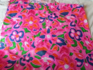 Hot pink green blue orange fabric lightweight canvas 54 x 52" scrap - Picture 1 of 15
