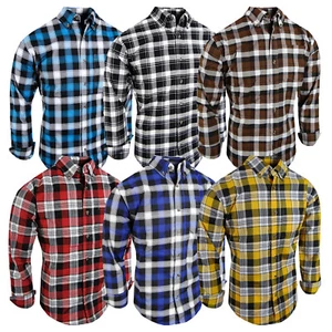 Plaid Shirt Mens Button Down Collar Pocket New Colors Long Sleeve Casual Dress - Picture 1 of 28