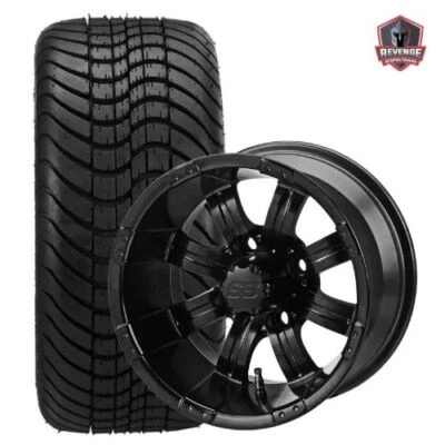 12" Casino Matte Black Golf Cart Wheels and Tires Combo (215/35-12) Set of 4 Foto 1 de 4