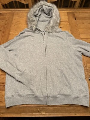 Sudadera con Capucha Gris Cremallera Completa Gap XL Ribete de Piel Sintética Manga Larga Kanga Bolsillo Foto 1 de 3
