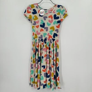 Dot Dot Smile Girl's Cap Sleeve Dress sz 11 Short Sleeve Colorful Heart Print - Picture 1 of 6