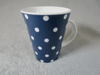 Preciosa taza de diseño de lunares de porcelana azul alta para cocina con soportes 300 ml Foto 1 de 4