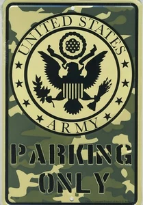US Army Parking Only Blechschild geprägt Aluminium Armed Forces USA Tin Camo USA - Bild 1 von 4