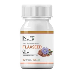 INLIFE Flaxseed Oil Veg Omega 3 6 9 Supplement 60 Vegetarian Capsules - Picture 1 of 4