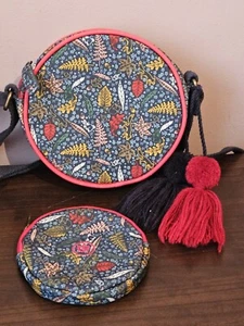 Fatface Round Shaped Bag With Tassle And Purse. Woodland/ Autumn/Fall Motif - Picture 1 of 18