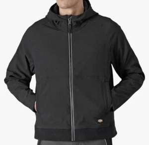 Dickies Men's Fleece Lined Hooded Zipper Jacket Black SZ XL NWT Water Resistance - Picture 1 of 14