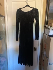 VINTAGE BETSEY JOHNSON VELVET MAXI DRESS, SZ S - Picture 1 of 4