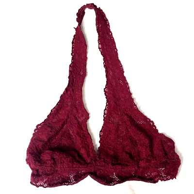 Sexy Sujetador Xhilaration Halter Bralette Floral Encaje Vino Tinto M Mujer Volantes de Ángel Foto 1 de 4