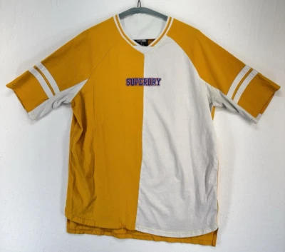 Superdry T Shirt V Neck Short Sleeve Logo Yellow White Size s - Image 1 of 4