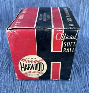 Vtg UNUSED Harwood No 100 Size 12 inch Official soft ball Horsehide Kapok w/ Box - Picture 1 of 6