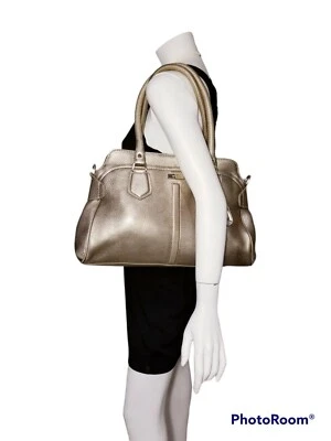 BOLSO MÉDICO GRANDE COLE HAAN DORADO METÁLICO GRAN CUERO GRANULADO BOLSO DE HOMBRO MONEDERO Foto 1 de 4