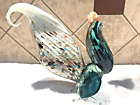 ?????? Antique Aqua and Speckled Murano Glass Matched Roosters Pair ??????