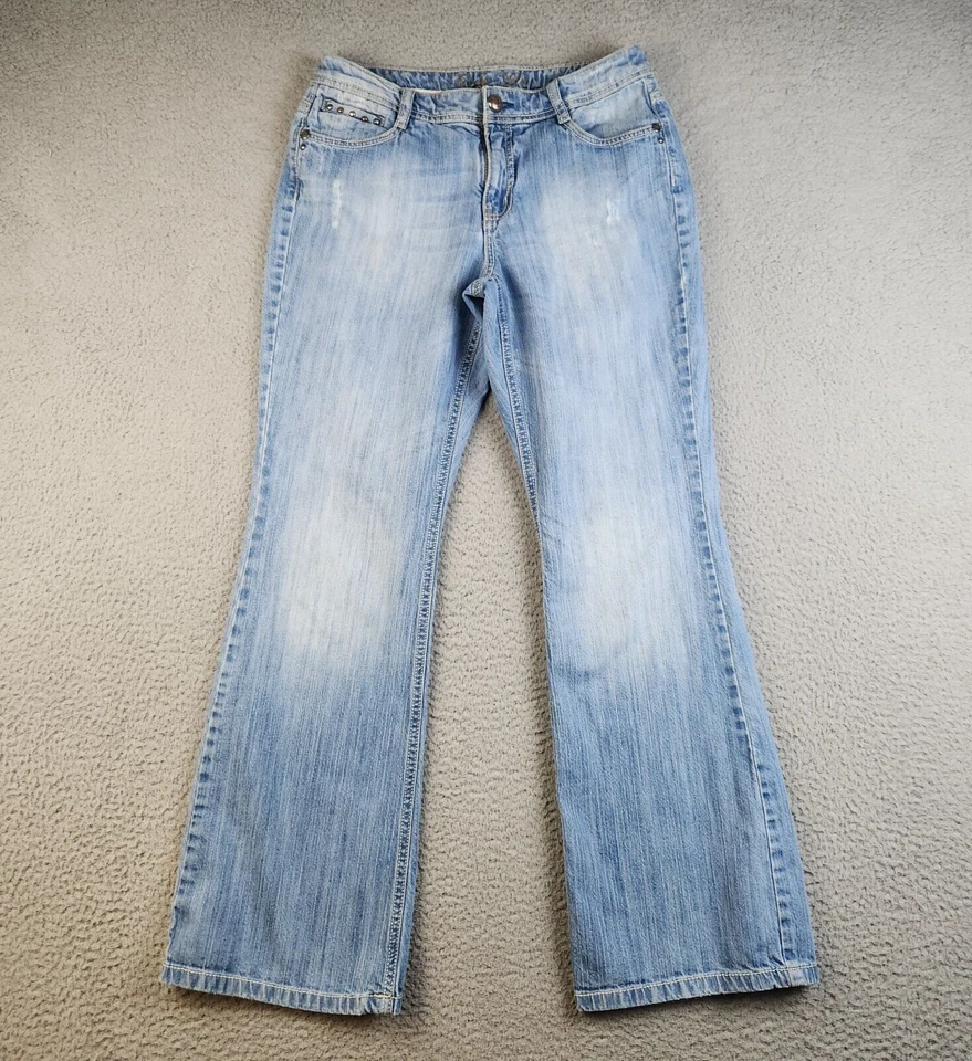 Womens Size 6 Bootcut Studded Flap Pockets Classic Y2K Avril Code Bleu Denim - Image 1 of 4