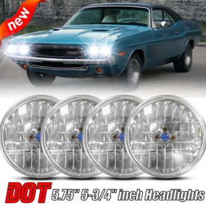 Fits Dodge Challenger 1970-1974 5.75" 5-3/4" Round Halogen Headlights Hi/Lo beam - Picture 1 of 11