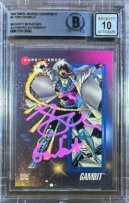Tony Daniels auto insc card 1992 Impel MU III #4 X-men Gambit BAS Encap auto 10 - Image 1 of 3
