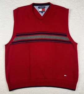 Tommy Hilfiger Suéter Chaleco Para Hombres XL Rojo Tejido De Colección Años 90 Preppy Y2K - Imagen 1 de 10