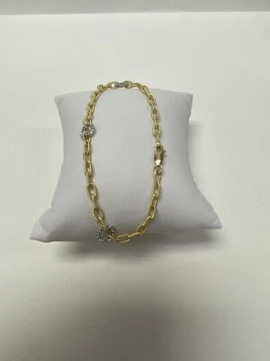 Pulsera de oro de 14 kt cadena de eslabones de oro amarillo y blanco Foto 1 de 4