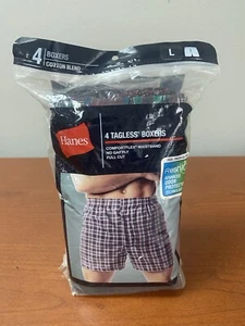 Hanes 3 PK Boxer Men's TAGLESS Ultimate Comfort Flex Elastic Waist Underwear L - Picture 1 of 5