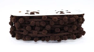 Dark Brown Pom Pom Trim 18 Yards - Picture 1 of 3